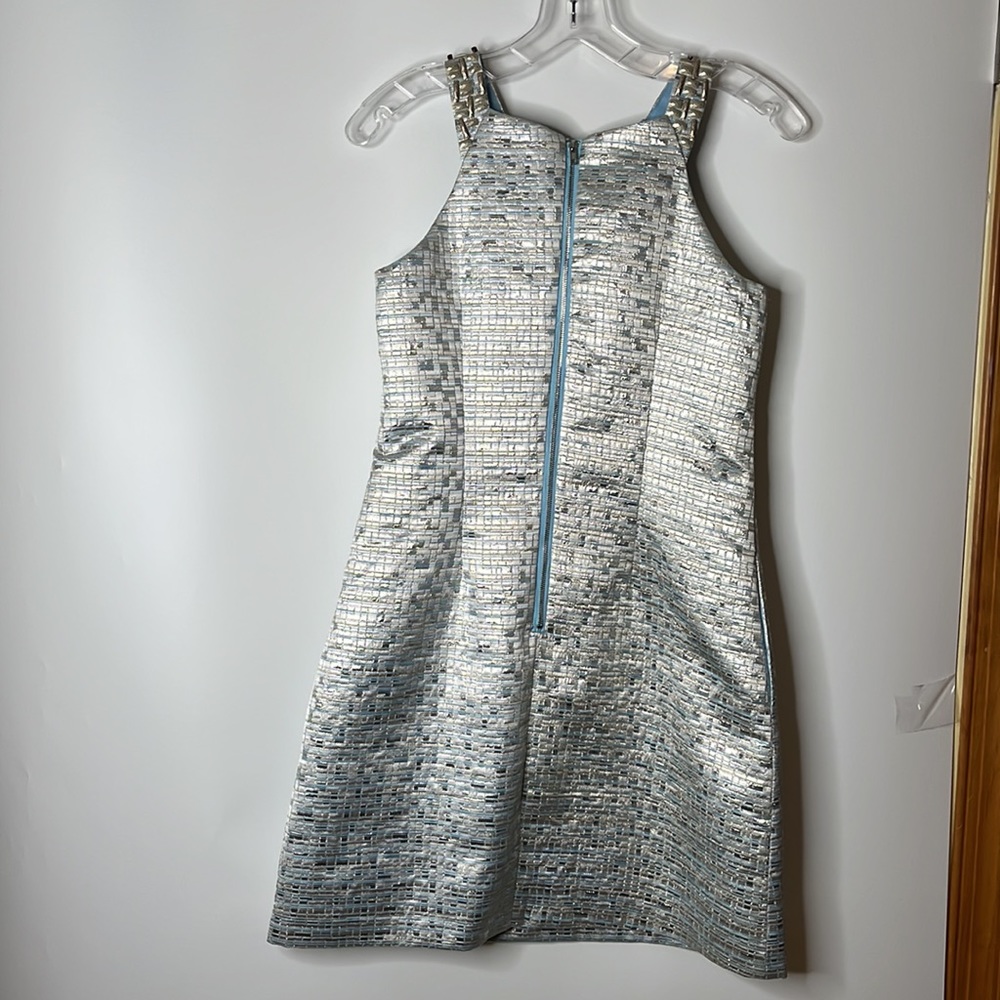 Aiden Mattox Womens Sheath Dress blue Adornments Sleeveless silver Size 2 - Picture 5 of 9